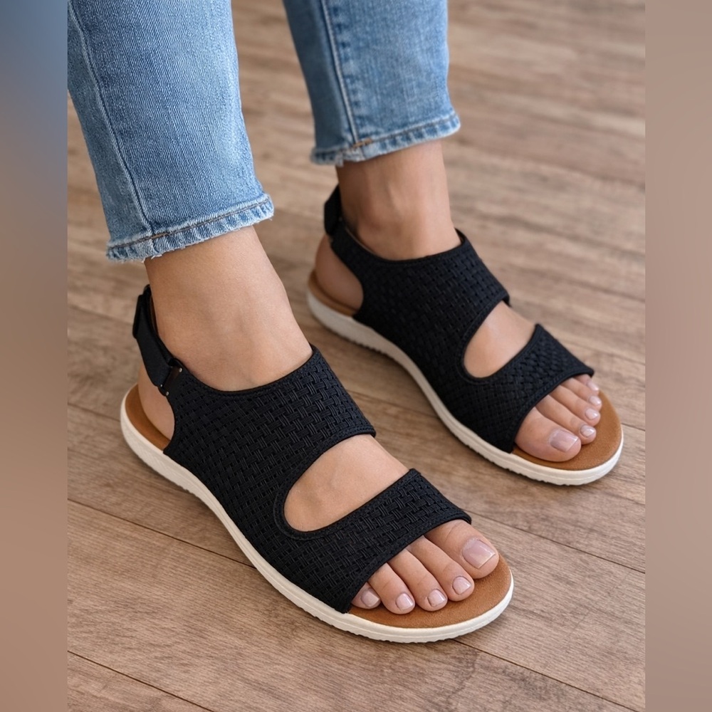 Bernie Mev Woven Open-Toe Slingback Sandals - Black| Size 8